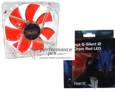 Phobya G-Silent 12 1500rpm Red LED Fan 120x120x25mm 78216 4049469077617