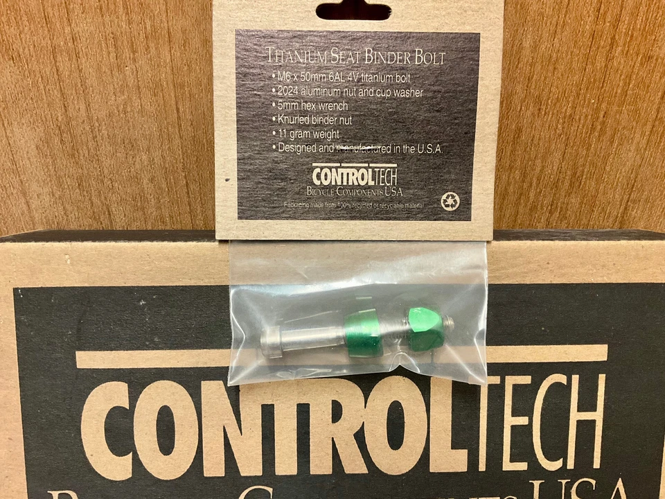 Vintage NOS original Controltech USA TITANIUM SEAT BINDER BOLT rare green color - Image 3 of 4