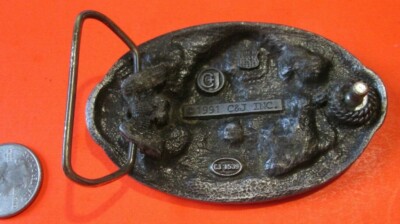 Vintage SSI Pewter Belt Buckle Diamond Cut USA Native American Chief Western VINTAGE PEWTER WESTERN NATIVE AMERICAN INDIAN CHIEF  main image 3