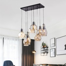 8-Light Vintage Glass Chandelier Pendant Lamp LED Ceiling Fixture Light