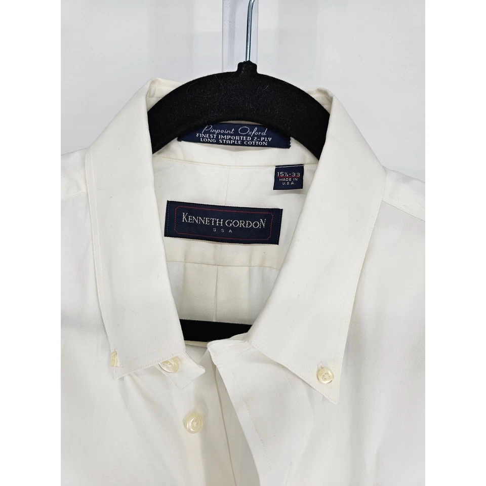 Kenneth Gordon Men's Pinpoint Oxford Cotton Button Down White Shirt Size 15.5 - Image 3 of 3