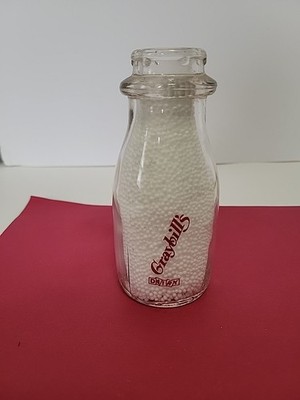 Vintage Glass Farm Dairy Milk Btl. Half Pint Size Graybills Dairy 