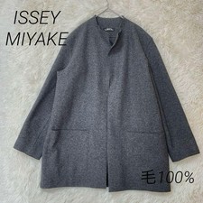 USED ISSEY MIYAKE PWRMANWNTW GRAY WOOL JACKET, SIZE GOOD