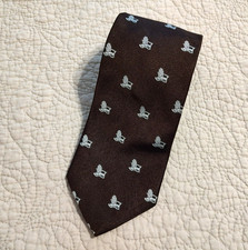 Brooks Brothers Silk Repp Tie Vintage Brown Adirondack Chairs AOP 3.75"x 58"