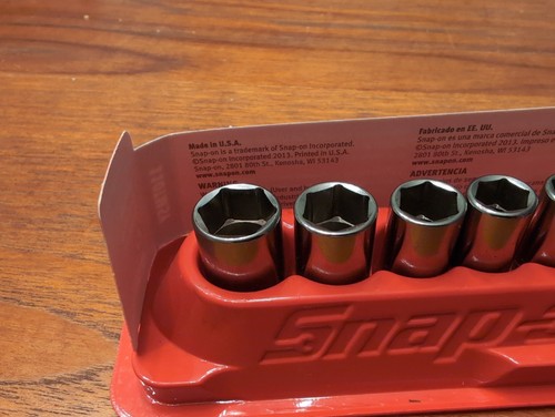 New Snap-on™ 1/4" drive 3/16" thru 9/16" 10-pc 6pt Semideep Socket Set 110TMSY - Afbeelding 6 van 6