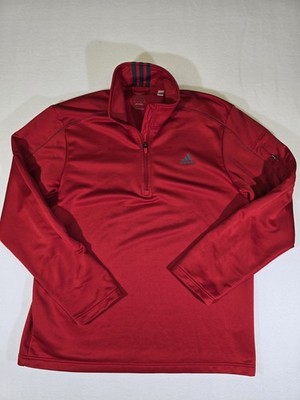 ADIDAS Long Sleeve Quarter Zip Men's Activewear Shirt Size XL Red