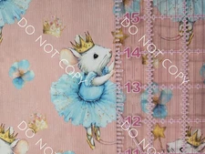100% Cotton Woven Novelty Fabric Ballerina Mouse By The 1/4 Yard 9x56