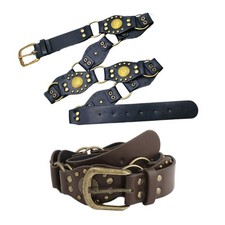 Metal Waist Belt with Carved Flower Buckle Women Dress Belt Shinning Wide Belt