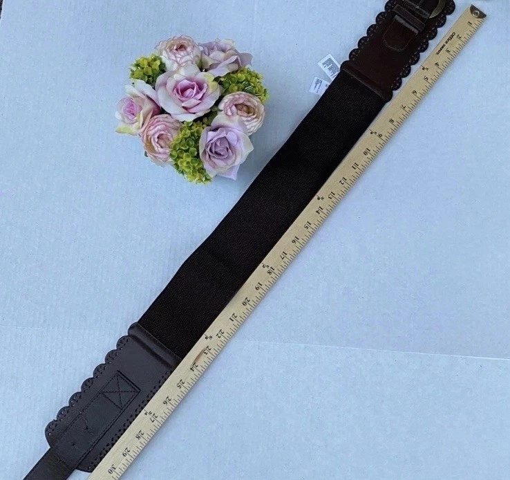 Nuevo con etiquetas Cinturón Forever 21 Marrón Ancho Elástico Bordes Festoneados y Antiguo Talla M/L SHI GRATIS Foto 4 de 4