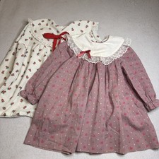 Vintage Girl Dress  Nightgown Lace Victorian Prairie Puff Sleeves Coquette 4/5T