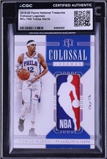 2019 National Treasures Colossal Tobias Harris LOGOMAN PATCH 1/1 #CL-THS CGC...