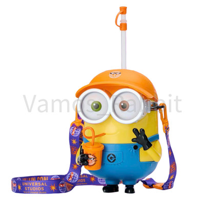 Minions Bob s Villain-con Water bottle Straw Toy Universal Studios Japan NWT