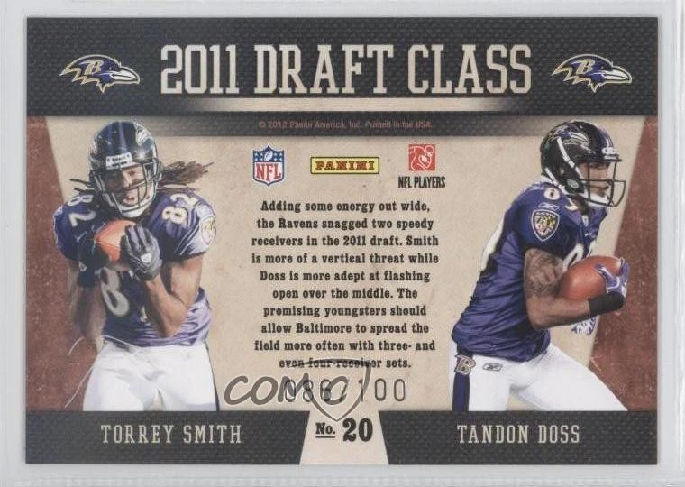 2011 Playoff Contenders Draft Class Gold /100 Torrey Smith Tandon Doss Rookie RC - Image 2 of 2