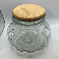 Jar Clear Glass Embossed Design Cork Lid Decorative Storage Vintage Minimalist