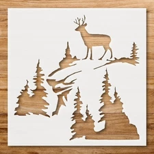 "Unique Mountain Deer Stencil Design for Nature - Themed Crafting - StencilAir"