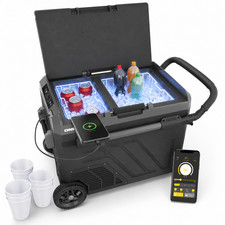 Kompressor Kühlbox 60 Liter Kühlschrank 230V Mini Auto Camping Warmhalte Box App