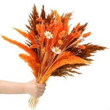 67 Pcs Fall Decor Dried Flower Bouquet 18.9 Inch Orange Pampas Grass Fall Cen...