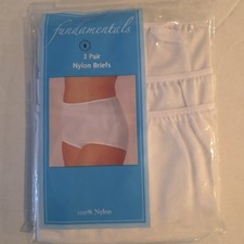 NOS 3 Pk Vtg Sears Size 8 White Fundamentals Nylon Briefs Panties Granny Sissy
