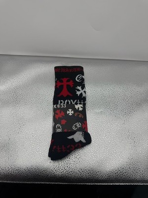 Chrome Hearts Socks Chomper Red with Black, Size Large (6-12)
