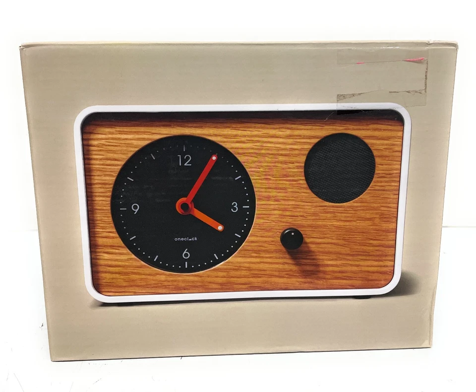 OneClock Minimalist Bedroom Analog Waking Alarm Clock, White Oak - Image 2 of 4