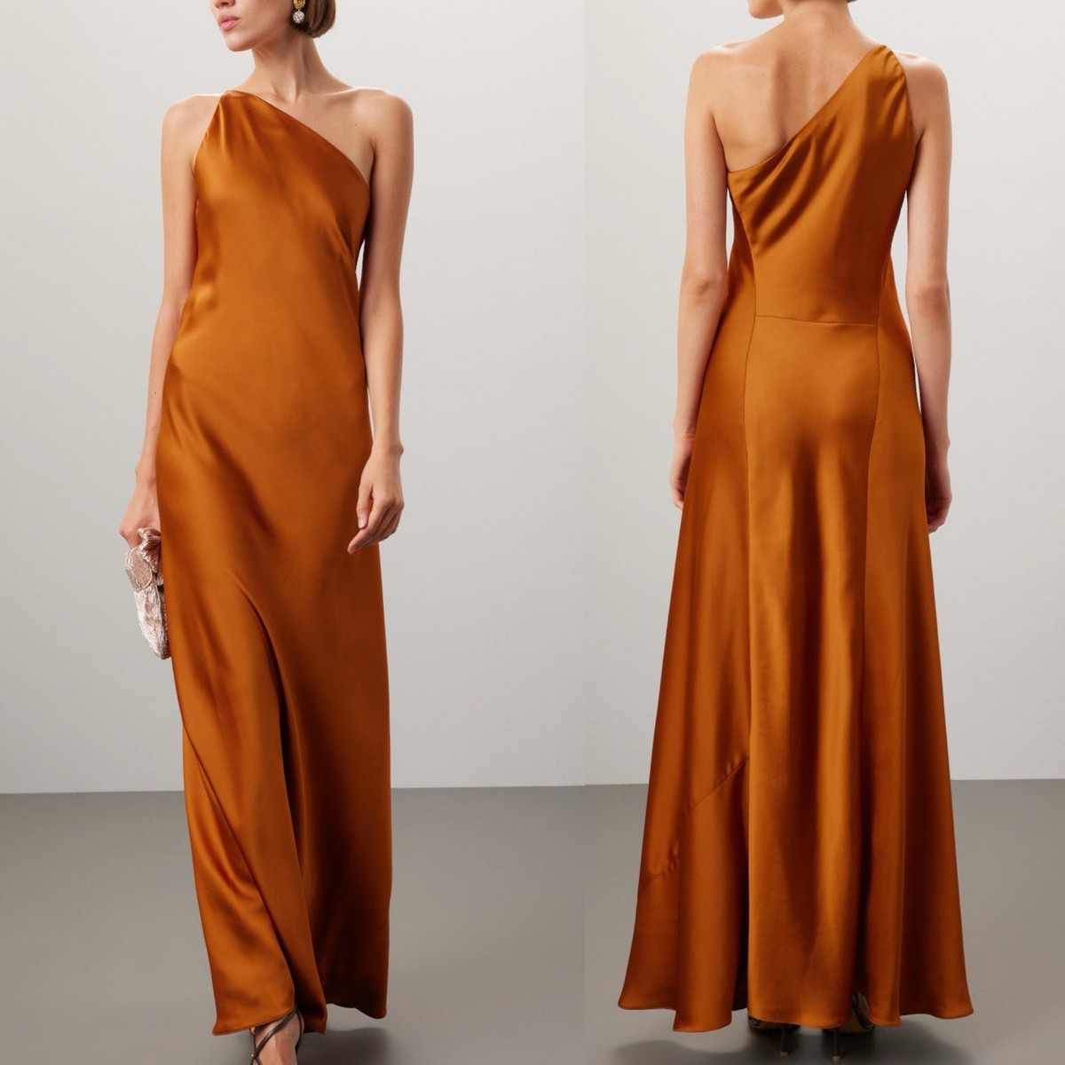 Obando One Shoulder Maxi Gown Dress in Burnt Orange crepe sz 8 | eBay Obando One Shoulder Maxi Gown Dress in Burnt Orange crepe sz 8 | eBay