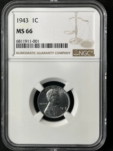 1943  1C Lincoln Wheat One Cent  NGC MS66  6811911-001