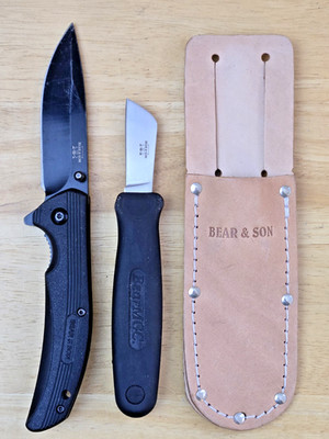 Bear & Son Black Zytel  Sideliner & Powergrip Utility Black Kraton Knives