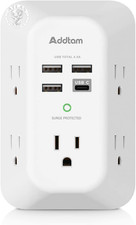 Addtam USB Wall Charger Surge Protector 5 Outlet Extender with 4 USB Charging Po