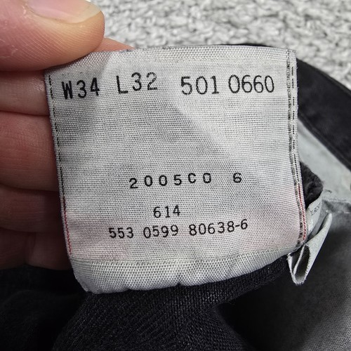 Levi’s Men 501 Button Fly Jeans 34x32 (Fits 32x32) Black Denim USA Grunge Retro - Picture 5 of 13