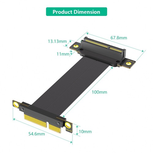PCI-E PCI Express 4.0 4X Extension Cable ( Dual Vertical 90 Degree6270 - Afbeelding 7 van 7