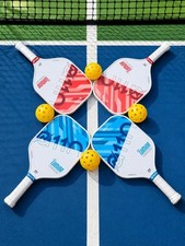 A11N Lumina Fiberglass Pickleball Paddle Set 4 Paddles 4 Balls USAPA Approved