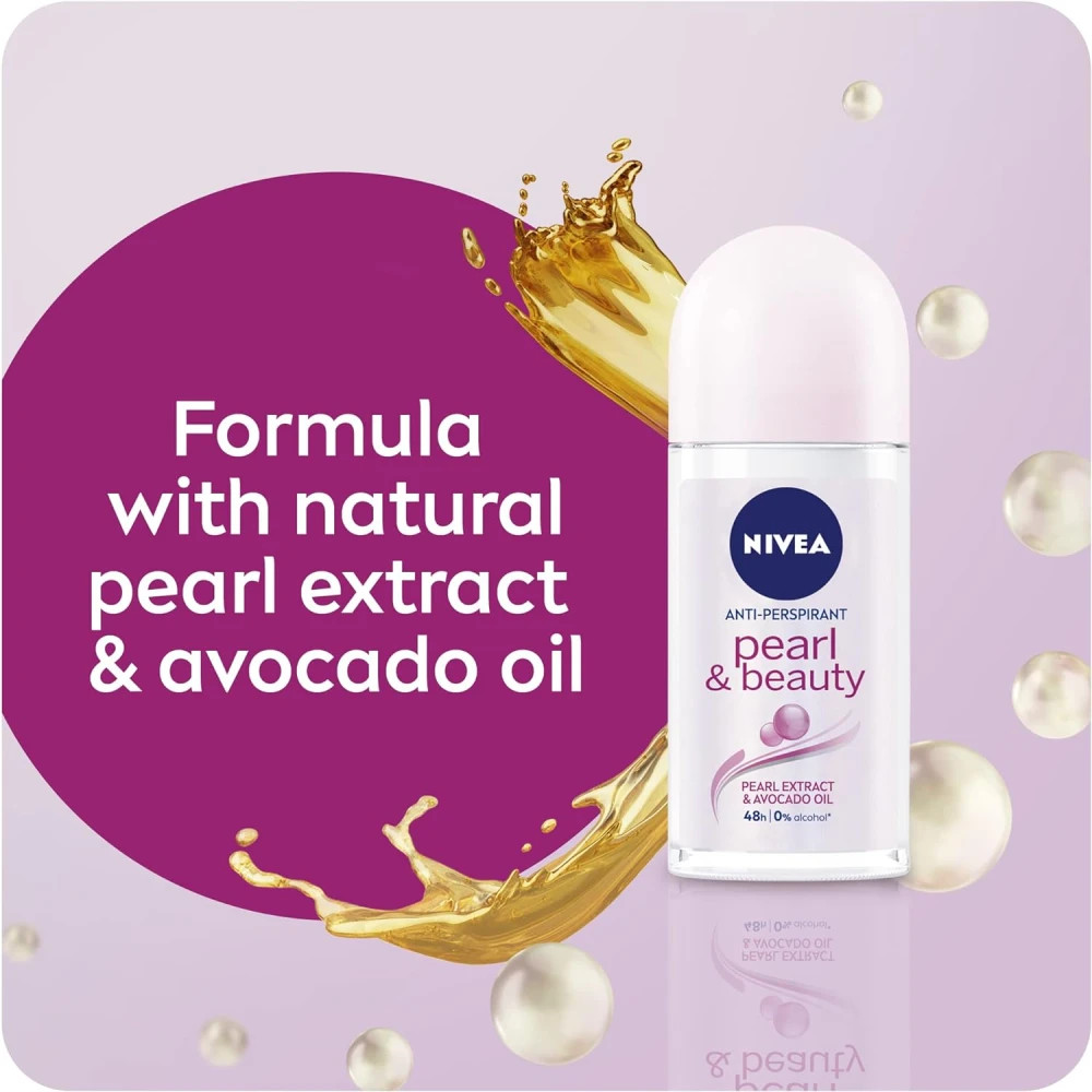 Nivea Pearl and Beauty Roll-On Deodorant 50 ml - Pack of 1/3/6