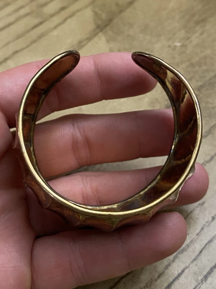 Brazalete QVC Veronés Oro Vermeil Sobre Plata de Ley Martillado Onda 925 Foto 2 de 4