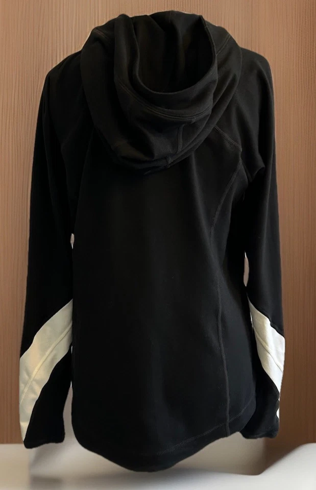 Chaqueta Adelgazante Negra Define Cremallera Completa Gimnasio Activo Bolsillos de Secado Rápido Pulgar Mujeres L Foto 2 de 4