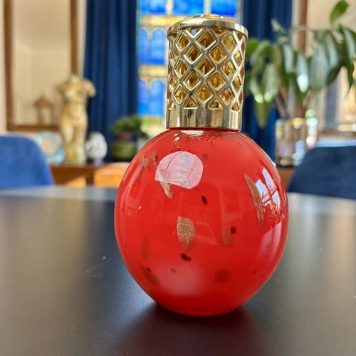 Vtg Blown Art Glass RED Lampe berger type Catalytic Fragrance Diffuser