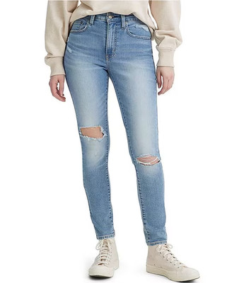 Levi's X4302 Womens 721 High Rise Skinny Destructed Jeans, High Beams, 28x30 in