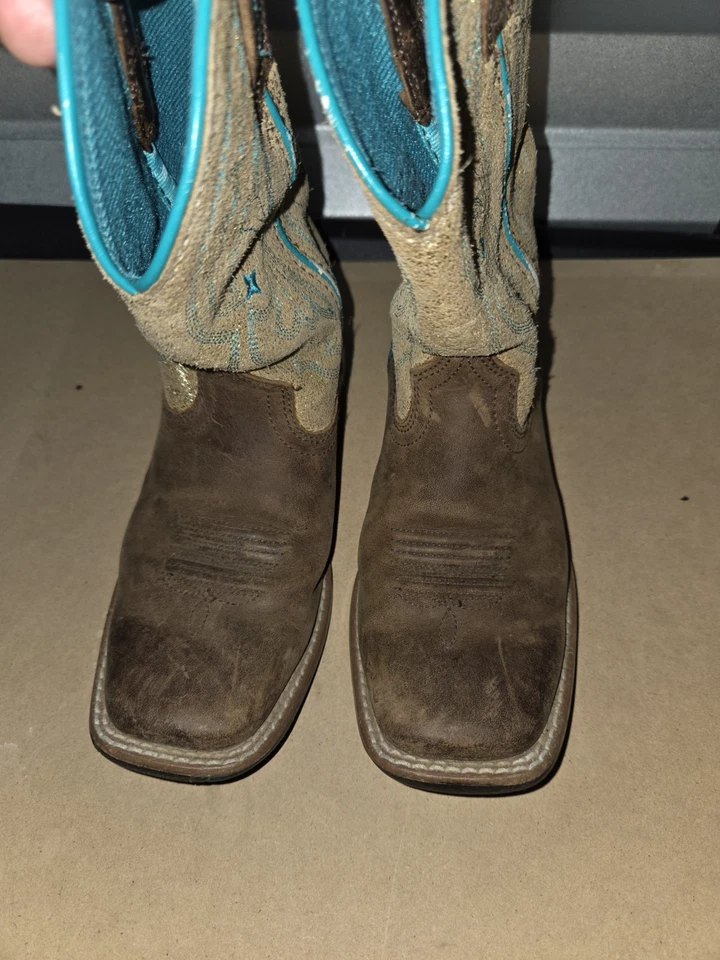 Botas Ariat Dorado Verde azulado Pull On Western Media pantorrilla 10025179 Jóvenes Niños Talla 13 Foto 4 de 4