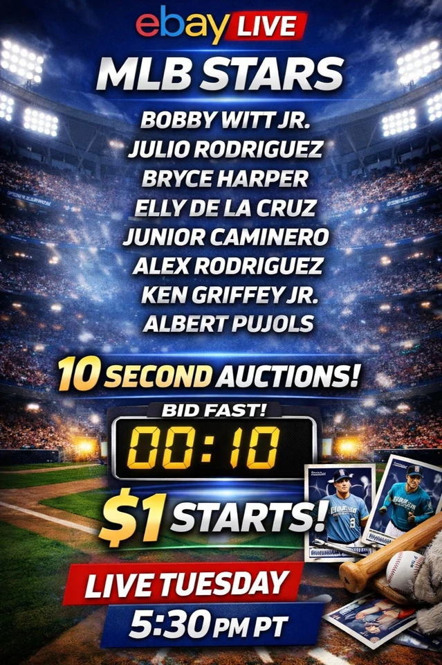 🚨 FIRST LIVE! MLB Stars • $1 Starts • 10-Second Auctions