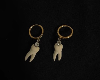 Simone Rocha Porcelain Tooth Earrings Costume Jewelry Used From Japan