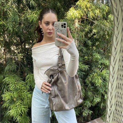 Y2k gray Marciano large leather tote shoulder bag