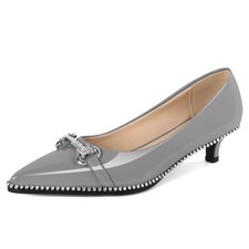 YODEKS Women Low Kitten Heel Pumps Slip On 1.5 Inch Pointed Toe Rhinestones B...