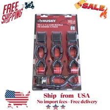 4 PACK Cam Buckle Tie-Down Straps with S Hook 1 In. X 10 Ft Heavy Duty Strap