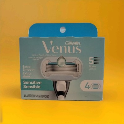 Gillette Sensitive Extra Smooth 4 Cartridges with 5 Blades. 