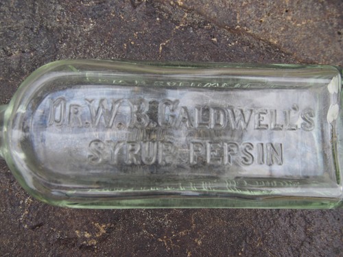 Antique Dr. W. B. Caldwell's Syrup Pepsin Embossed Glass Bottle - Picture 3 of 6