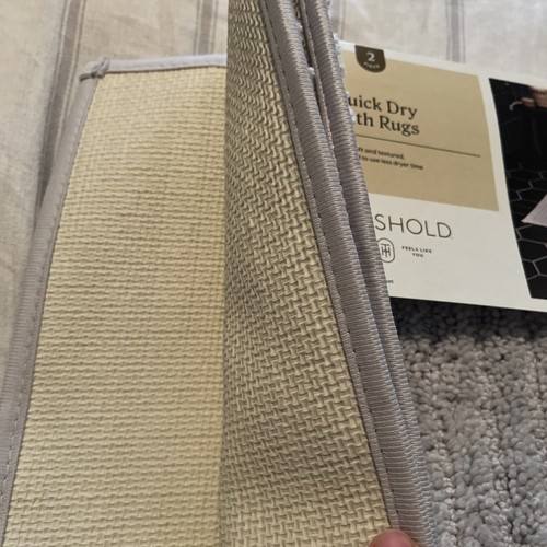 2pk Quick Dry Bath Rug Set Light Gray - Threshold - Picture 4 of 7