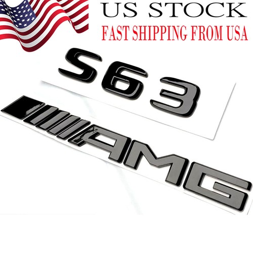 GLOSS BLACK S63+AMG+V8 BITURBO 4MATIC+ BADGE FOR MERCEDES S CLASS W222/C217/A217 - Picture 4 of 8