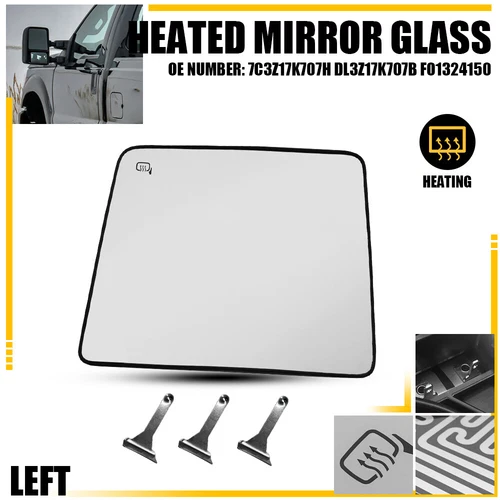 For 2008-2016 Super Duty F250 350 450 Tow Mirror Glass Upper Heated Driver Left