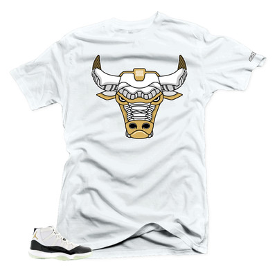 Shirt To Match Jordan 11 Gratitude DMP Shoes- Snelos Bull Gold Sneaker Tee
