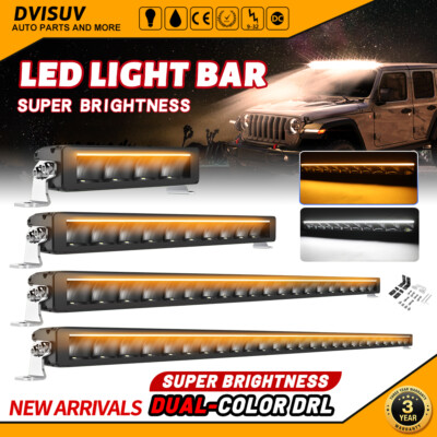 22/32/42/52'' Dual Color DRL Led Light Bar Spot Flood Offroad Truck Driving 4WD