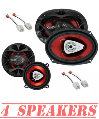 BOSS Audio Front and Rear Car Door Speaker Upgrade for 2002-2008 Dodge Ram 1500